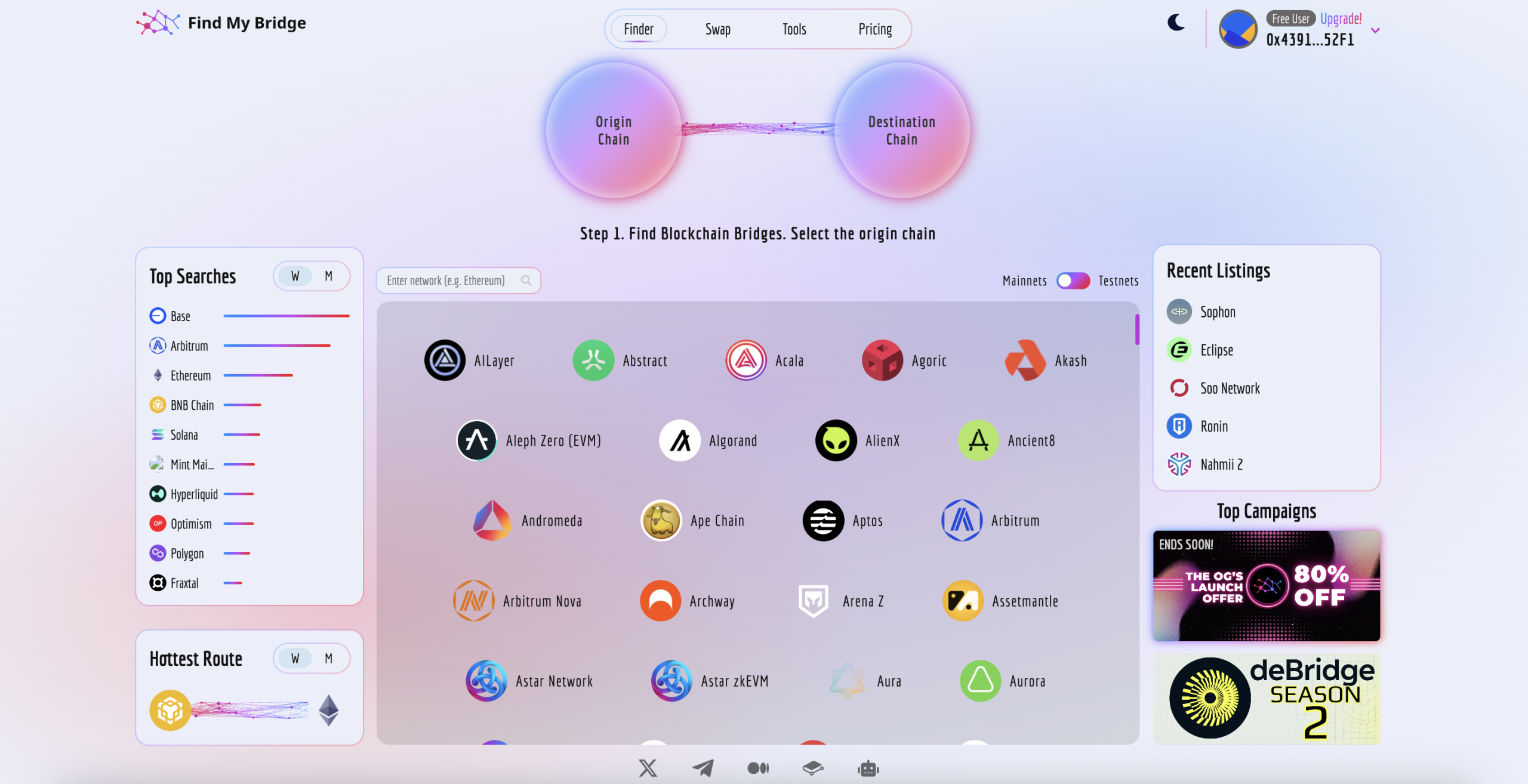Find My Bridge dashboard